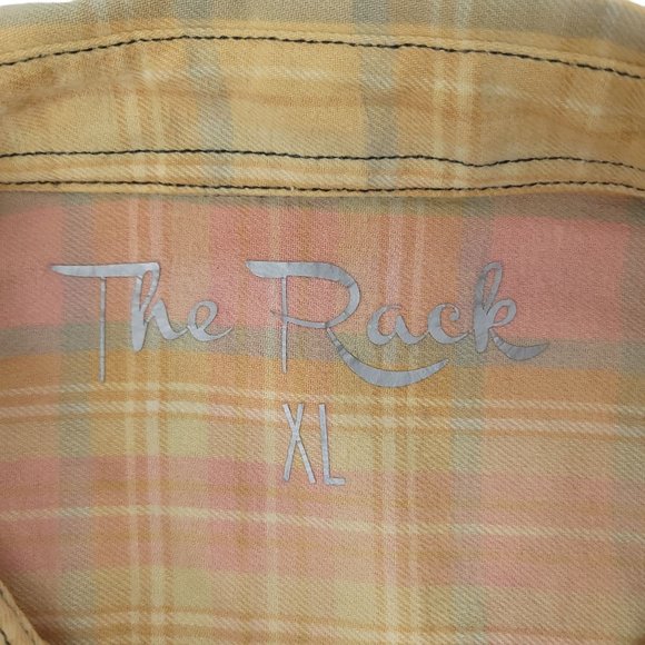 The Rack Brushed Cotton Bleach Tie Dye Button Front Shirt Top Size XL Plaid - Picture 11 of 12